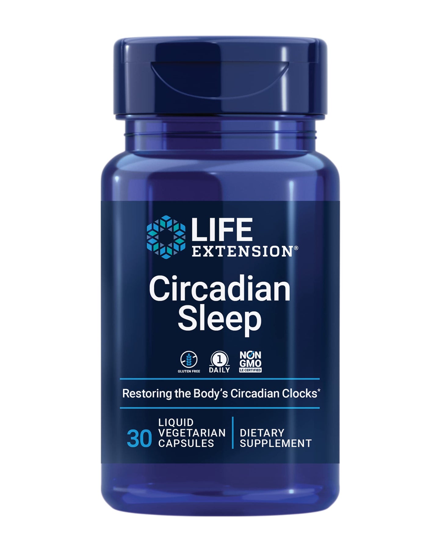 Life Extension Circadian Sleep – Melatonin 1.5 mg with Nobiletin for Sleep Support | Gluten Free, Non-GMO, Vegetarian | 30 Capsules