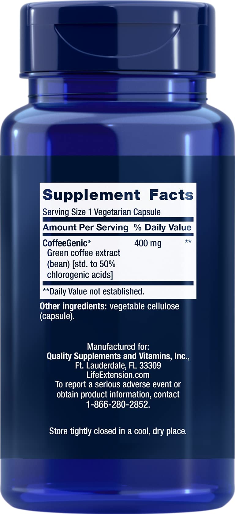 Life Extension CoffeeGenic Green Coffee Extract 50% Chlorogenic Acid — 90 Capsules
