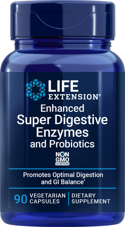 Life Extension Enhanced Super Digestive Enzymes & Probiotics, 90 Vegetarian Capsules