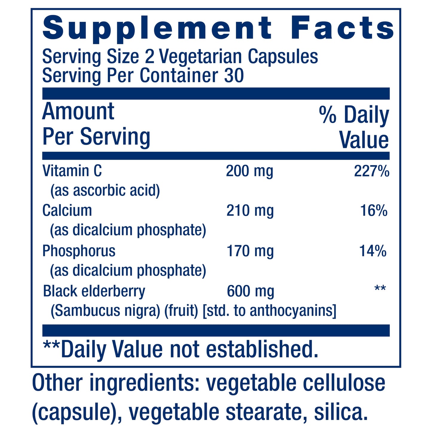 Life Extension Black Elderberry + Vitamin C | Everyday Immune Support, 60 Vegetarian Capsules