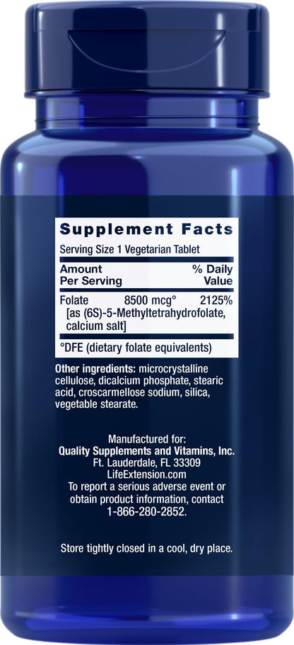 Life Extension High Potency Optimized Folate 8500 mcg DFE – 30 Vegetarian Tablets (Pack of 4)