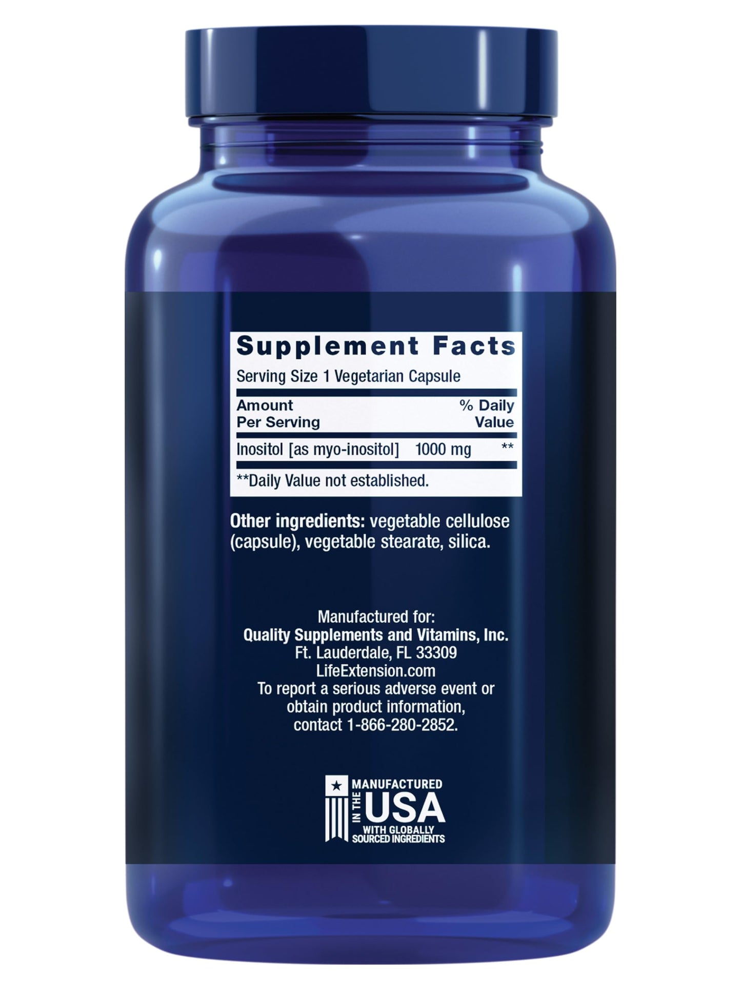Life Extension Inositol Caps – 1000 mg Myo-Inositol for Mood, Metabolism & Hormone Balance – Gluten-Free, Non-GMO, Vegetarian – 360 Capsules