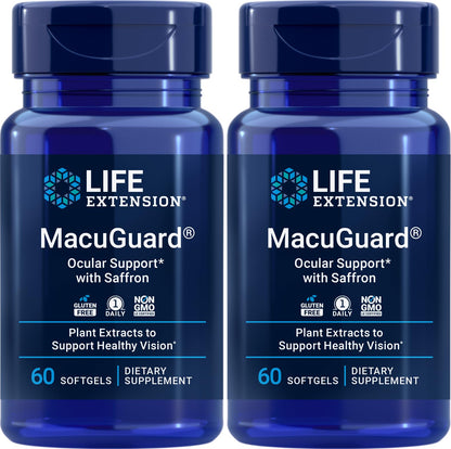 Life Extension MacuGuard Ocular Support with Saffron – 60 Softgels (Pack of 2)