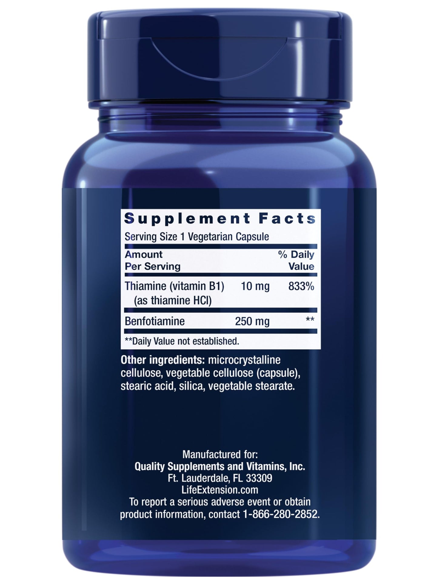Life Extension Mega Benfotiamine 250 mg | Fat-Soluble Vitamin B1, 120 Capsules