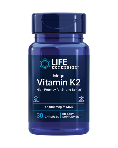 Life Extension Mega Vitamin K2 – 45 mg K2 for Strong Bones, 30 Capsules