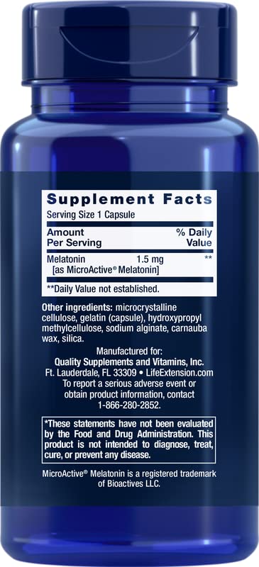 Life Extension Melatonin IR/XR 120 Capsules (Pack of 2) – Immediate & Extended Release for 7 Hours