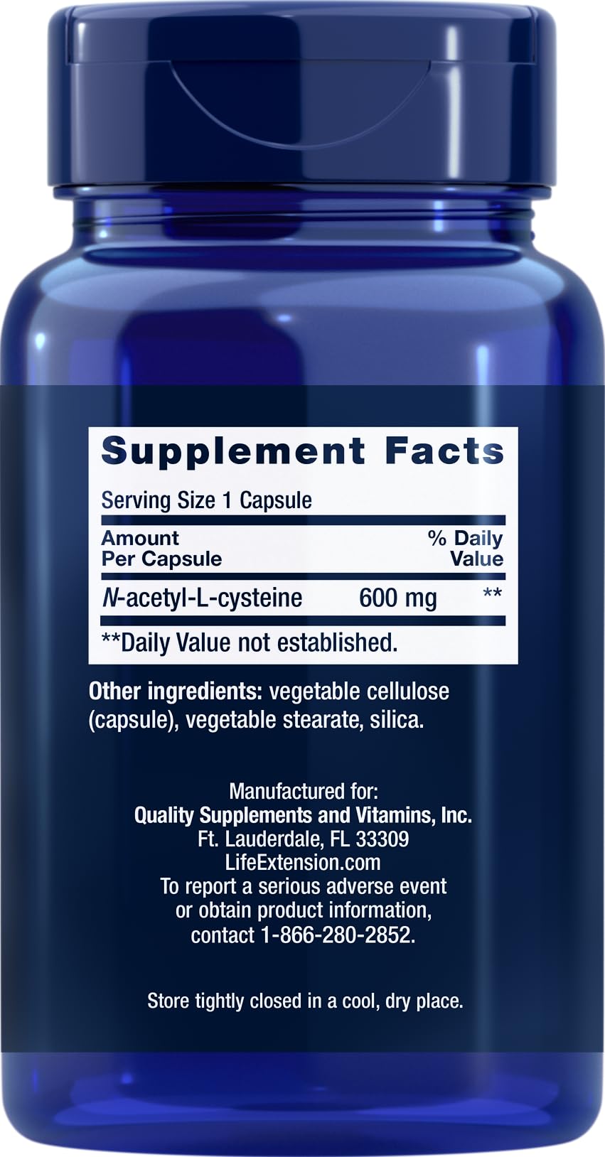 Life Extension NAC 600mg, 150 Capsules – N-Acetyl-L-Cysteine Supplement