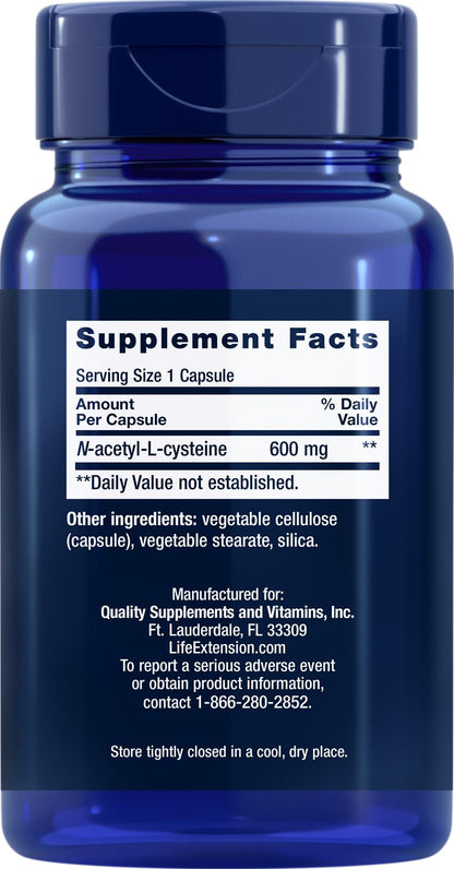 Life Extension NAC 600mg, 150 Capsules – N-Acetyl-L-Cysteine Supplement