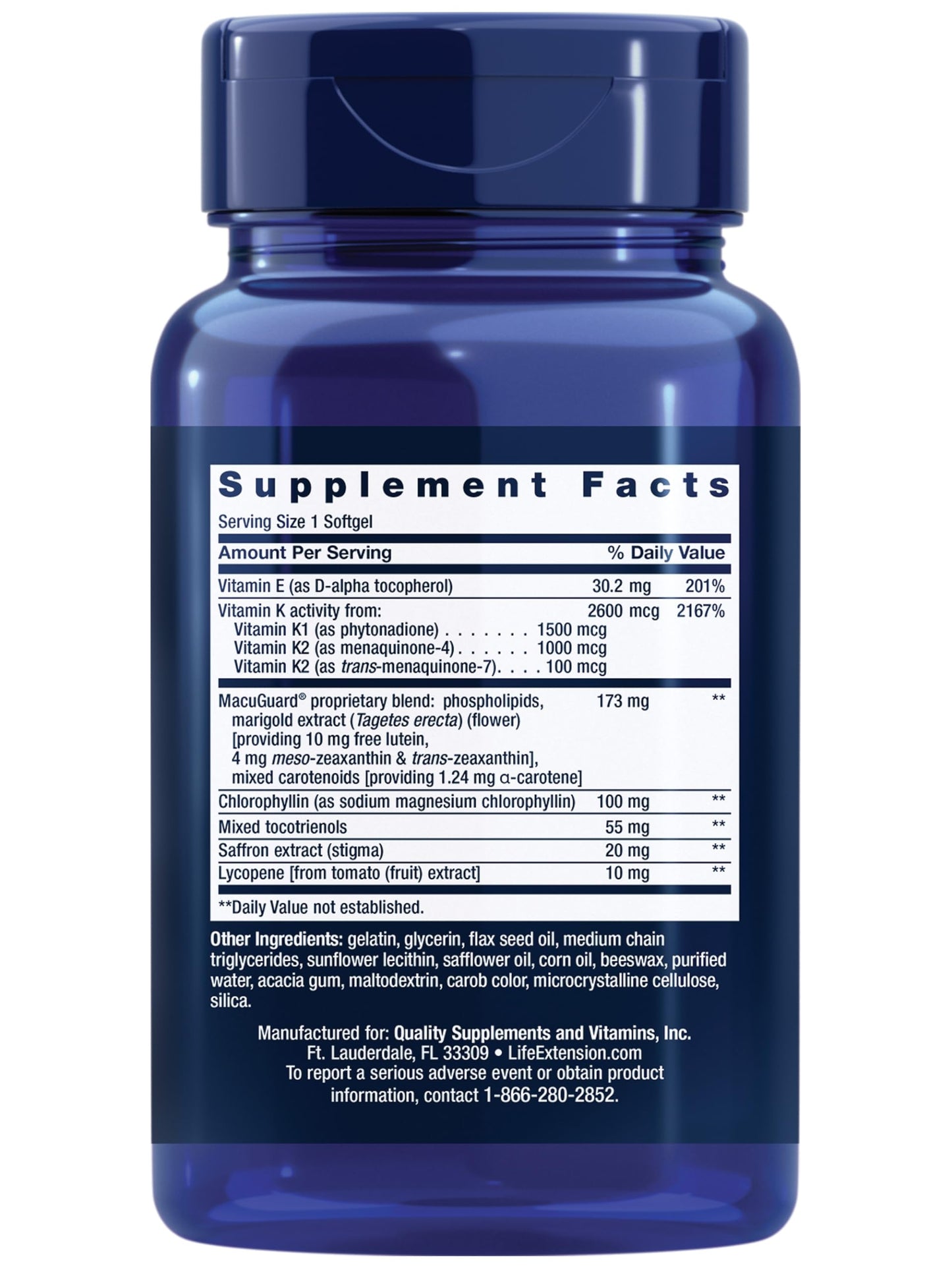 Life Extension Once-Daily Health Booster – Vitamin K1/K2, Vitamin E, Saffron & Lutein | 60 Softgels | Non-GMO, Gluten-Free