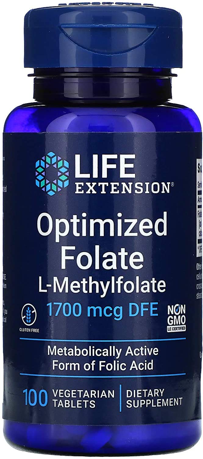 Life Extension Optimized Folate L-Methylfolate 1000 mcg - 2 Pack