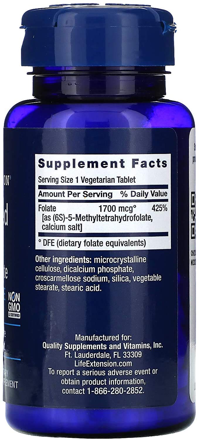 Life Extension Optimized Folate L-Methylfolate 1000 mcg - 2 Pack