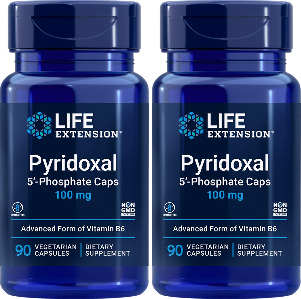 Life Extension P5P 100 mg – Vitamin B6 (Pyridoxal-5'-Phosphate) 180 Veg Capsules, Pack of 2