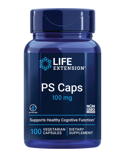 Life Extension PS Caps, phosphatidylserine, for Cognitive Performance, Gluten-Free, Non-GMO, Vegetarian, 100 Capsules