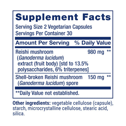 Life Extension Reishi Extract Mushroom Complex - Immune Support | Gluten-Free, Non-GMO, Vegetarian - 60 Capsules