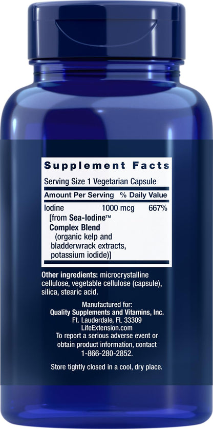 Life Extension Sea Iodine 1000 mcg – 150 Veg Caps (Pack of 2) | Natural Iodine Supplement from Kelp & Bladderwack