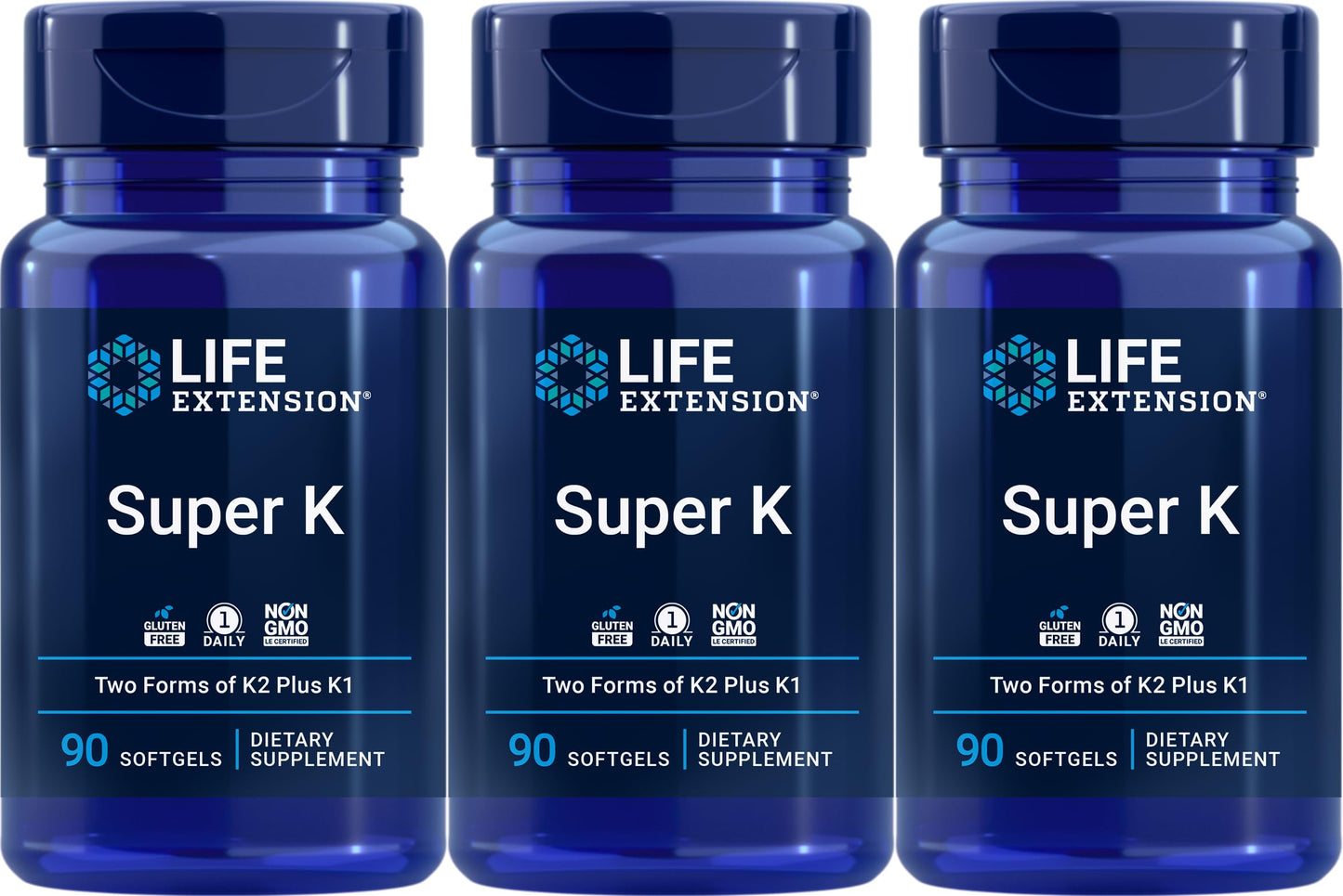 Life Extension Super K, 90 Softgels (Pack of 3) – Vitamin K1, MK-4 & MK-7 for Bone & Heart Health