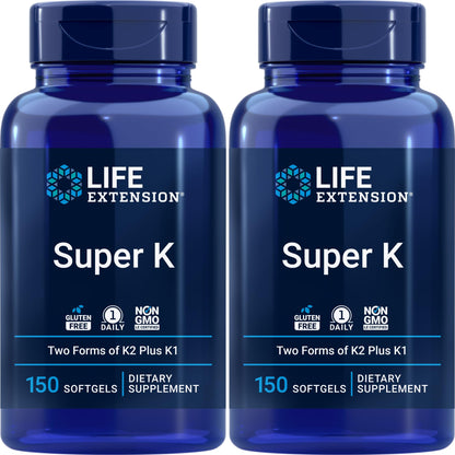 Life Extension Super K – 150 Softgels (Pack of 2) with Vitamin K, K2 & Vitamin C