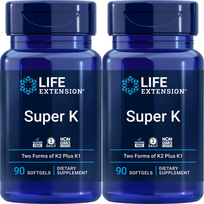 Life Extension Super K, 90 Softgels (Pack of 2) – Triple Vitamin K Formula