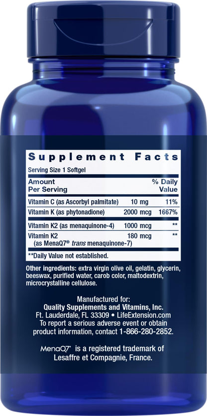 Life Extension Super K – 150 Softgels (Pack of 2) with Vitamin K, K2 & Vitamin C