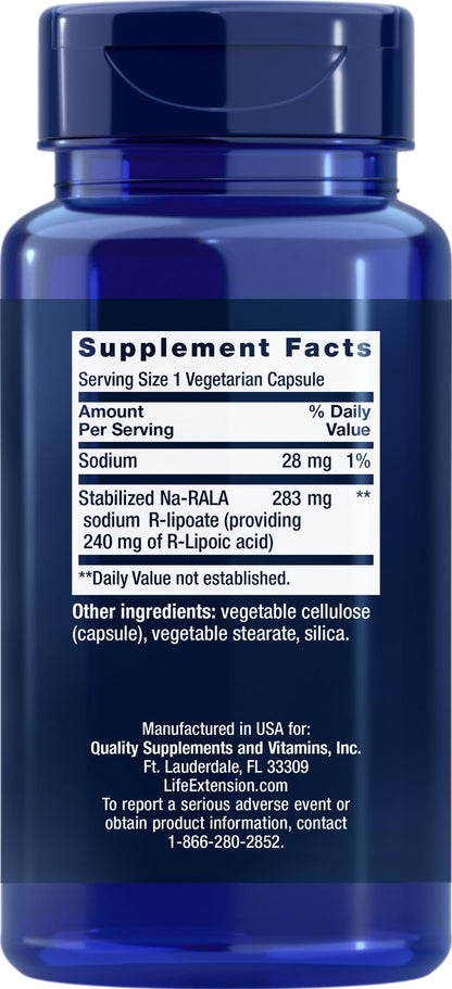 Life Extension Super R-Lipoic Acid 240 mg – 60 Vegetarian Capsules (Pack of 2)