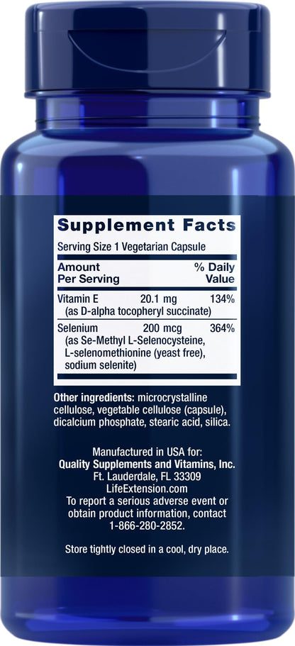 Life Extension Super Selenium Complex 200 mcg & Vitamin E | 100 Veg Caps (Pack of 2)