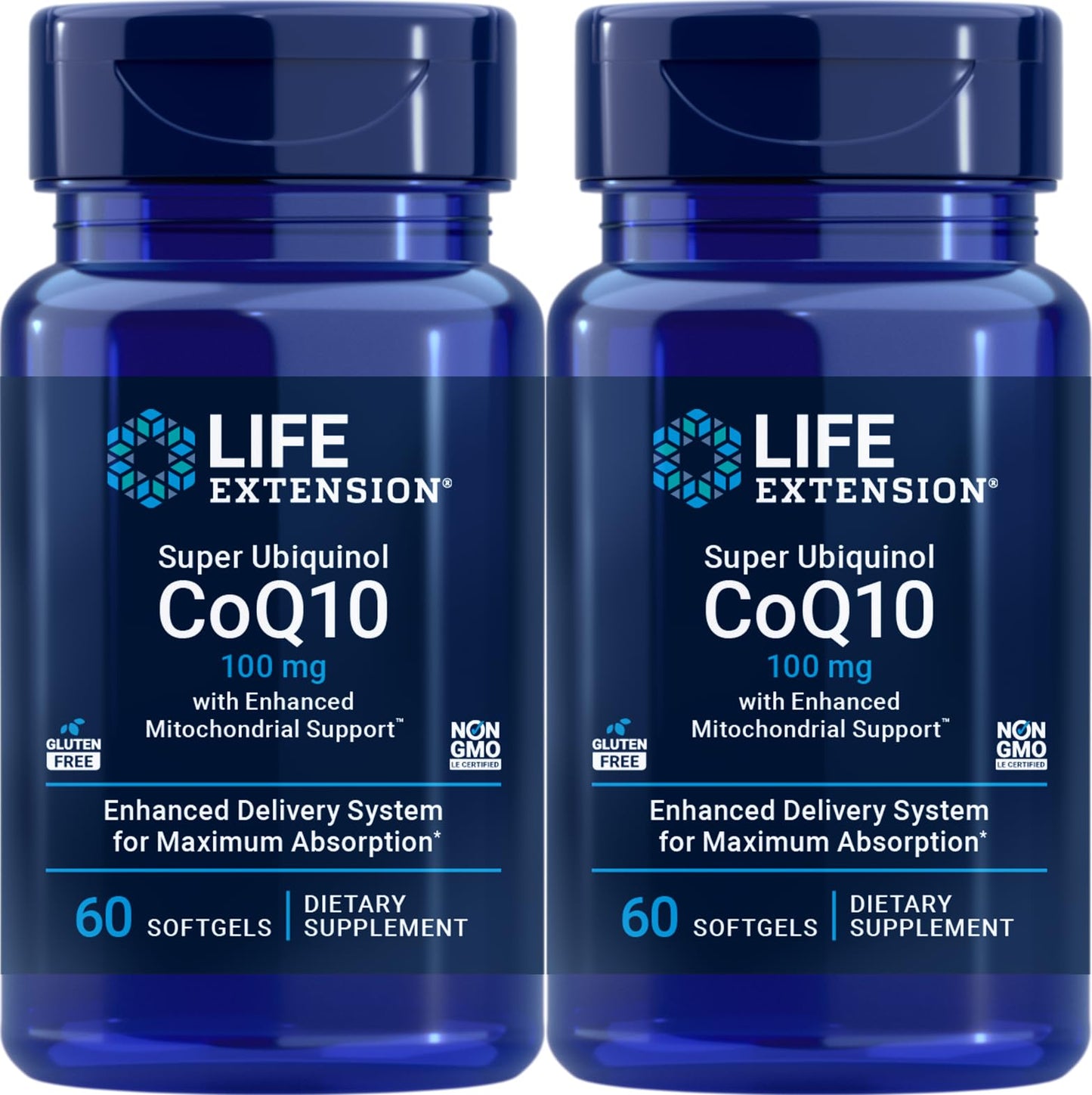 Life Extension Super Ubiquinol CoQ10 with Enhanced Mitochondrial Support 100 mg – 60 Softgels (Pack of 2)