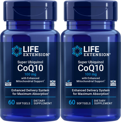 Life Extension Super Ubiquinol CoQ10 with Enhanced Mitochondrial Support 100 mg – 60 Softgels (Pack of 2)