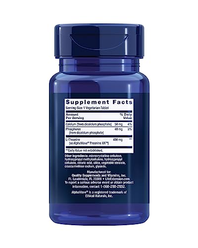 Life Extension Theanine XR Stress Relief – L-Theanine 30 Tablets | Calm, Wakeful Relaxation