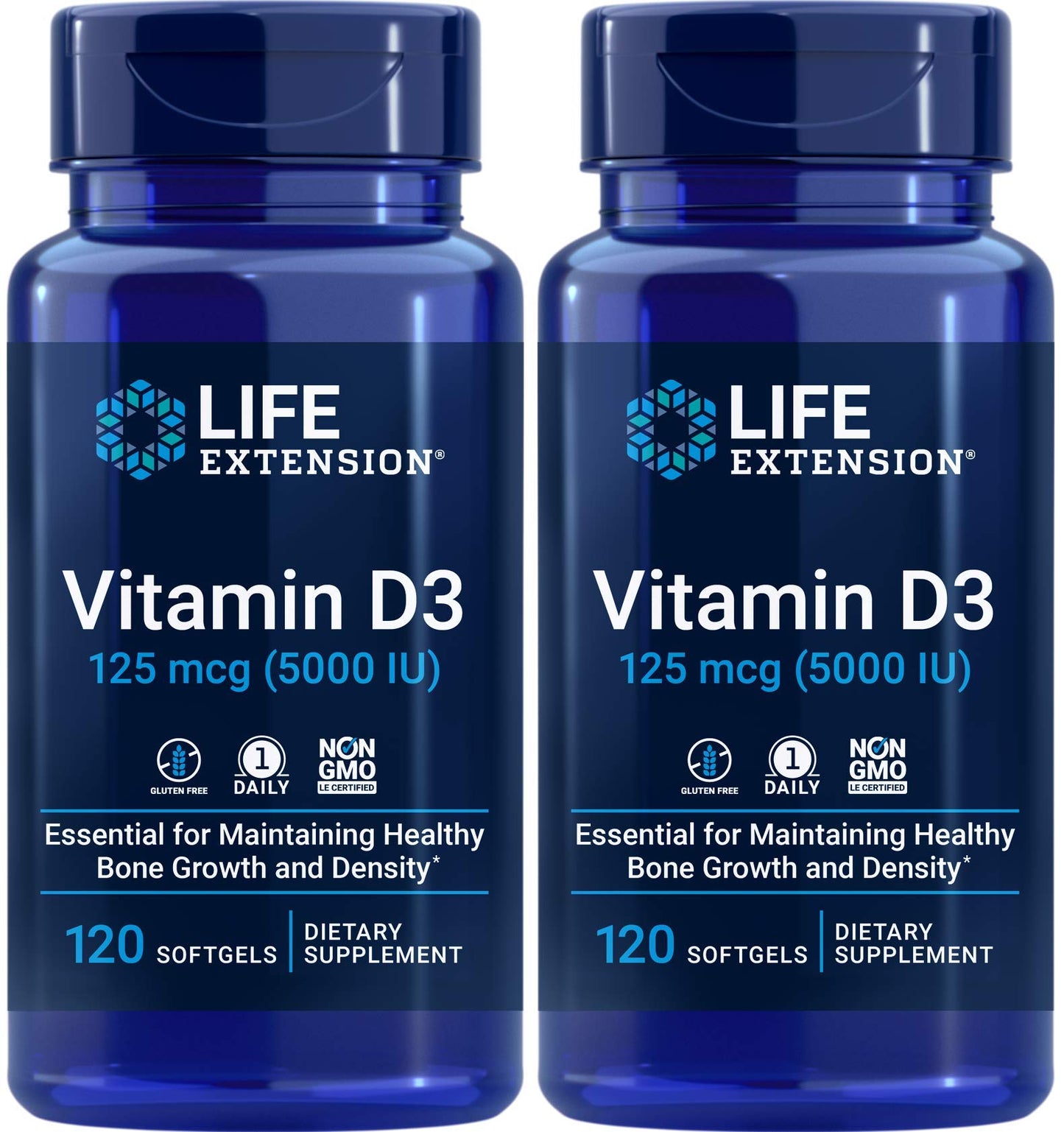 Life Extension Vitamin D3 5000 IU - 120 Softgels (Pack of 2)