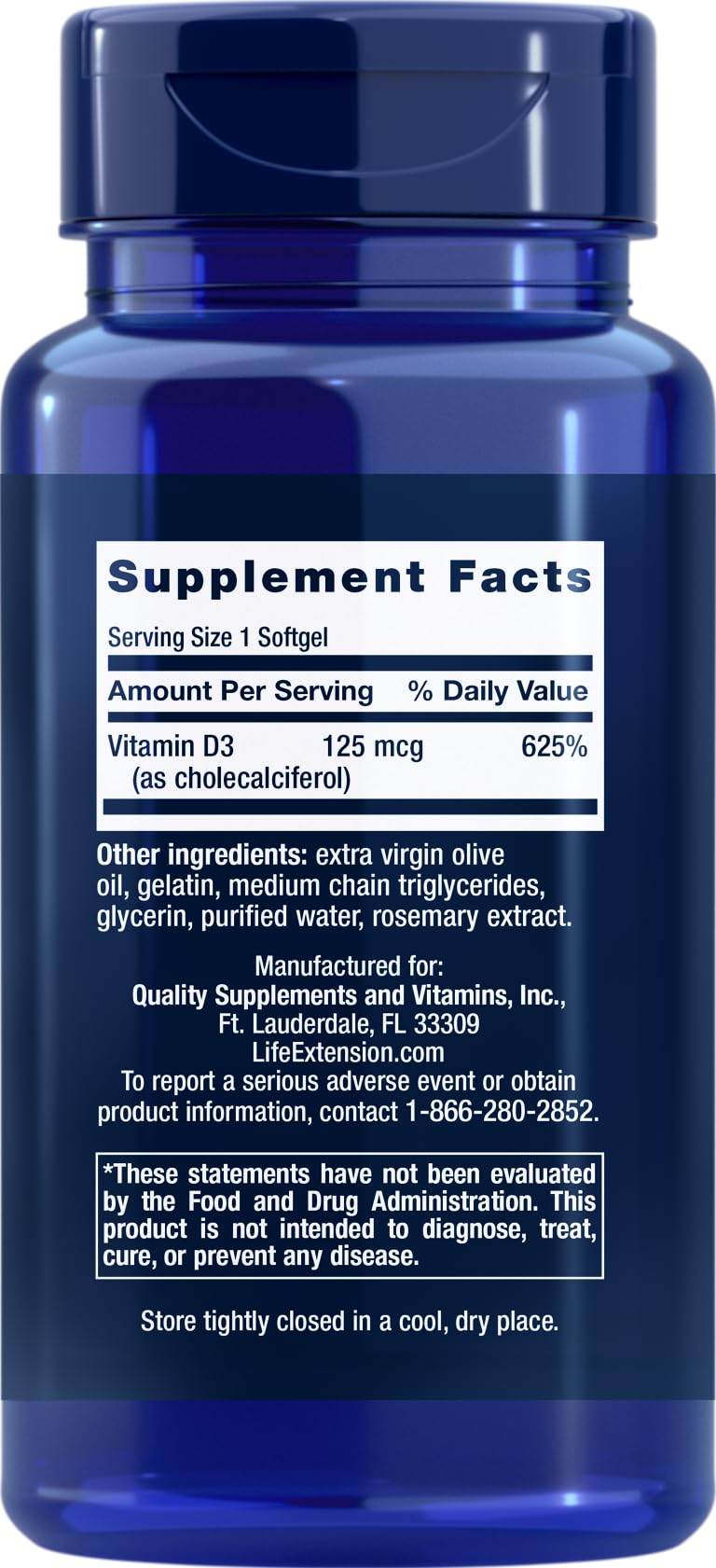 Life Extension Vitamin D3 5000 IU - 120 Softgels (Pack of 2)