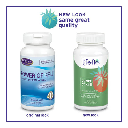 LIFE-FLO Power of Krill | Antarctic Krill Oil with Omega-3s & Astaxanthin | Immune, Heart & Joint Formula | 60ct, 30 Serv