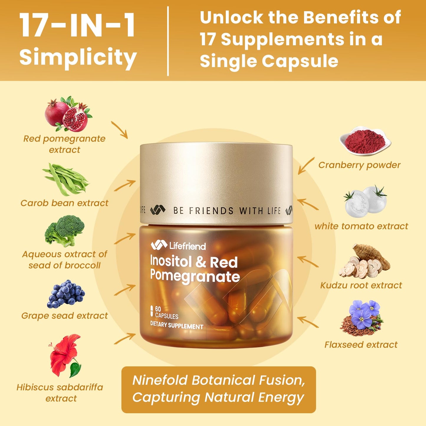 LIFEFRIEND Myo-Inositol & D-Chiro Inositol 40:1 – PCOS, Fertility & Hormonal Balance | 60 Vegan Capsules