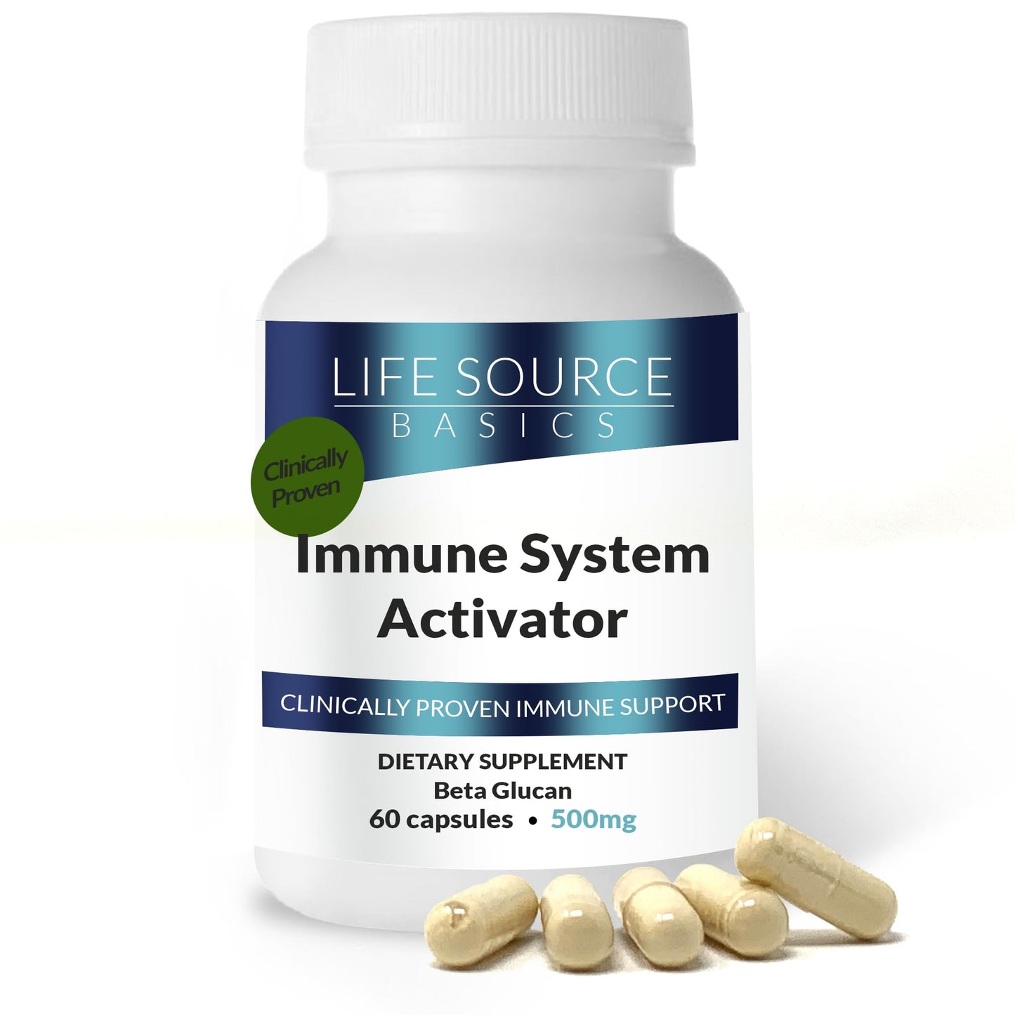 Life Source Basics Immune Support Activator - Beta-Glucan 60 Caps | Non-GMO & Vegan