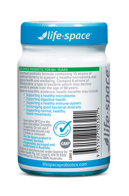 Life Space Probiotic for 60+ Years – 60 Capsules | Immune & Digestive Support