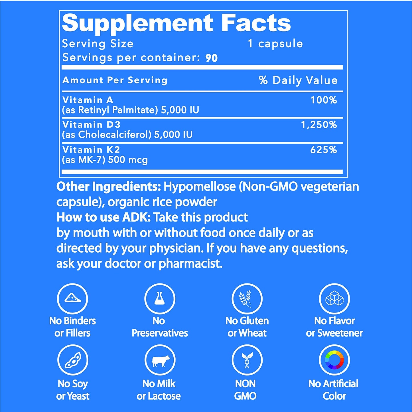 LifeStrength ADK Supplement (90 CT) – A1, D3 & K2 (MK7) for Bone & Immune Health – Pack of 2
