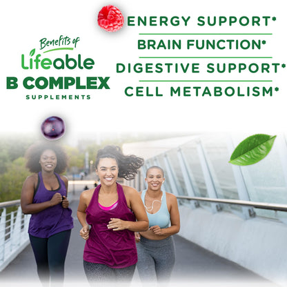Lifeable Vitamin B Complex Gummies for Adults – Energy & Nervous System Support | Vegan (90 Gummies)