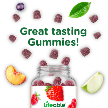 Lifeable Vitamin B Complex Gummies for Adults – Energy & Nervous System Support | Vegan (90 Gummies)