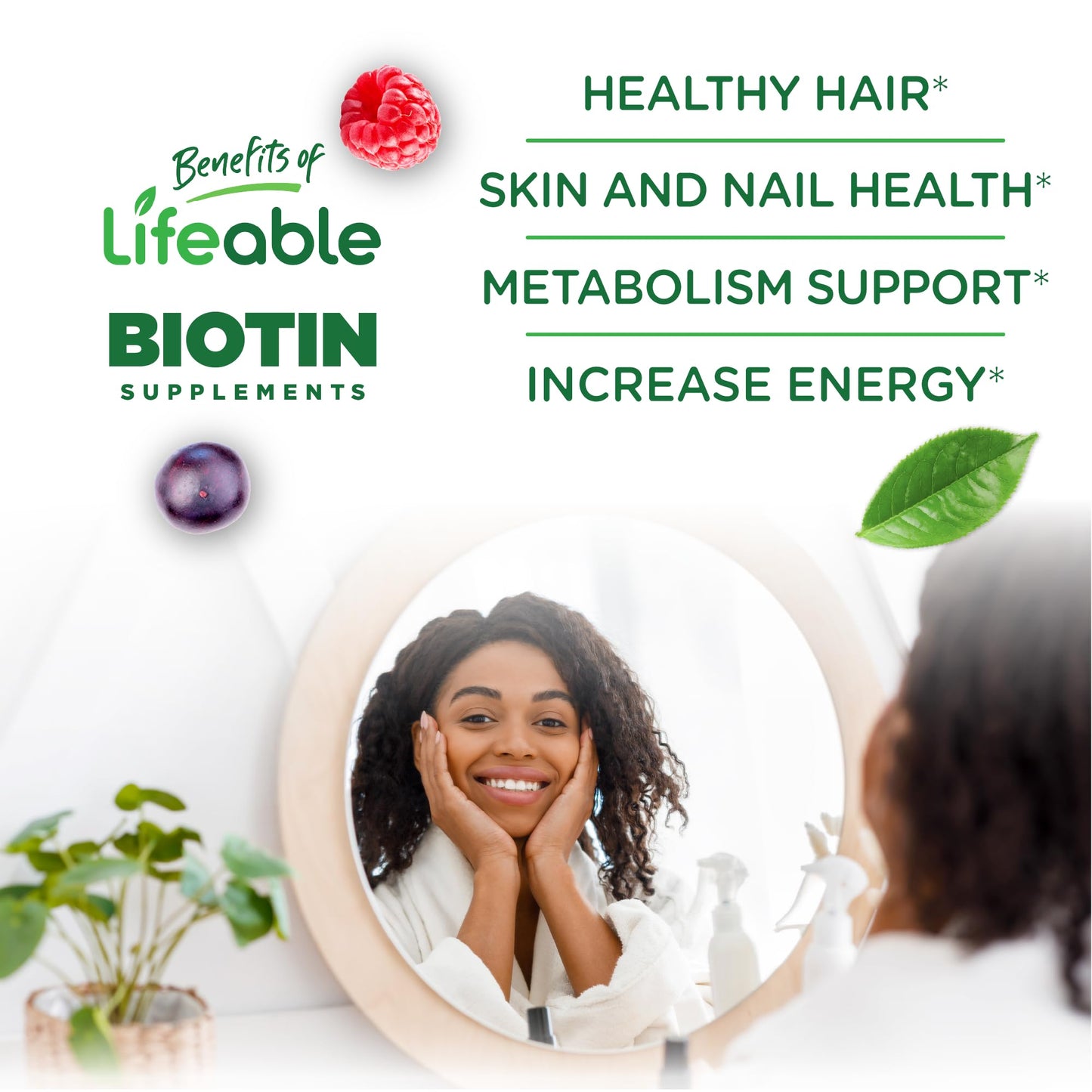 Lifeable Sugar Free Biotin Gummies 5000mcg | Hair, Skin & Nails | 90 Gummies