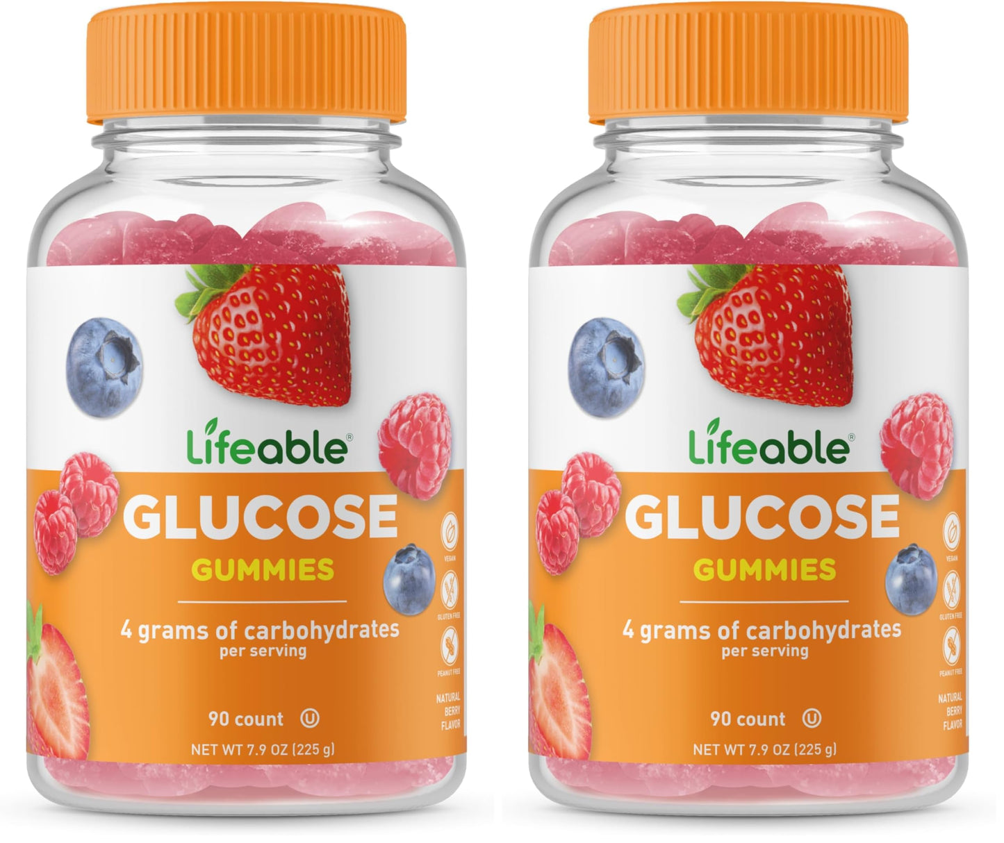 Lifeable Glucose Gummies – Mixed Berry, Gluten Free & Non-GMO (90 Gummies Pack)