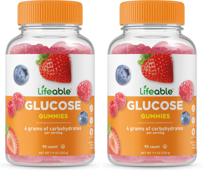 Lifeable Glucose Gummies – Mixed Berry, Gluten Free & Non-GMO (90 Gummies Pack)