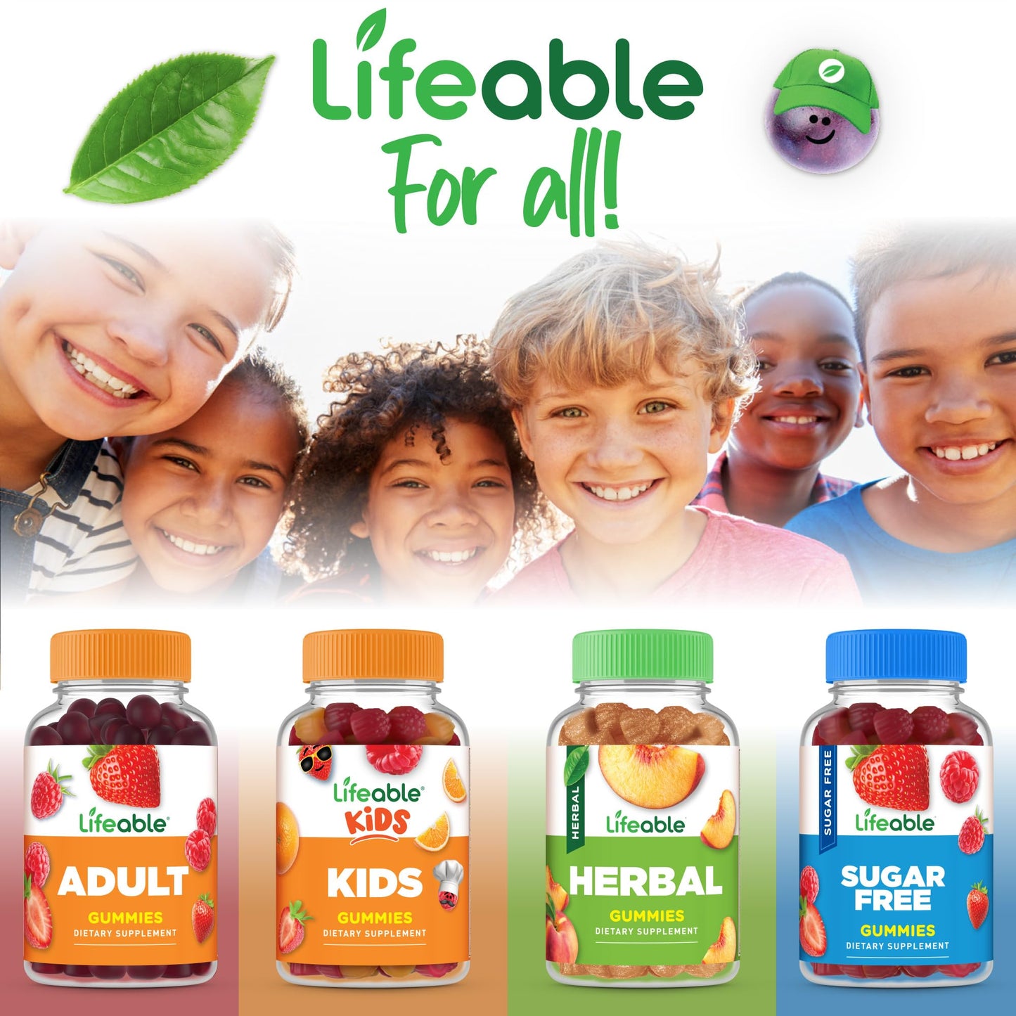 Lifeable Kids Vitamin D3 K2 Gummies - 1000 IU D3, 100 mcg K2 - 60 Gummies