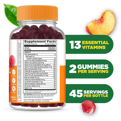 Lifeable Postnatal Multivitamin with Iron, Choline & Iodine – 90 Gummies | Lactation Support