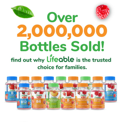 Lifeable Teens Biotin 10000mcg Gummies | Vegan B7 for Hair, Skin & Nails | 90 Gummies
