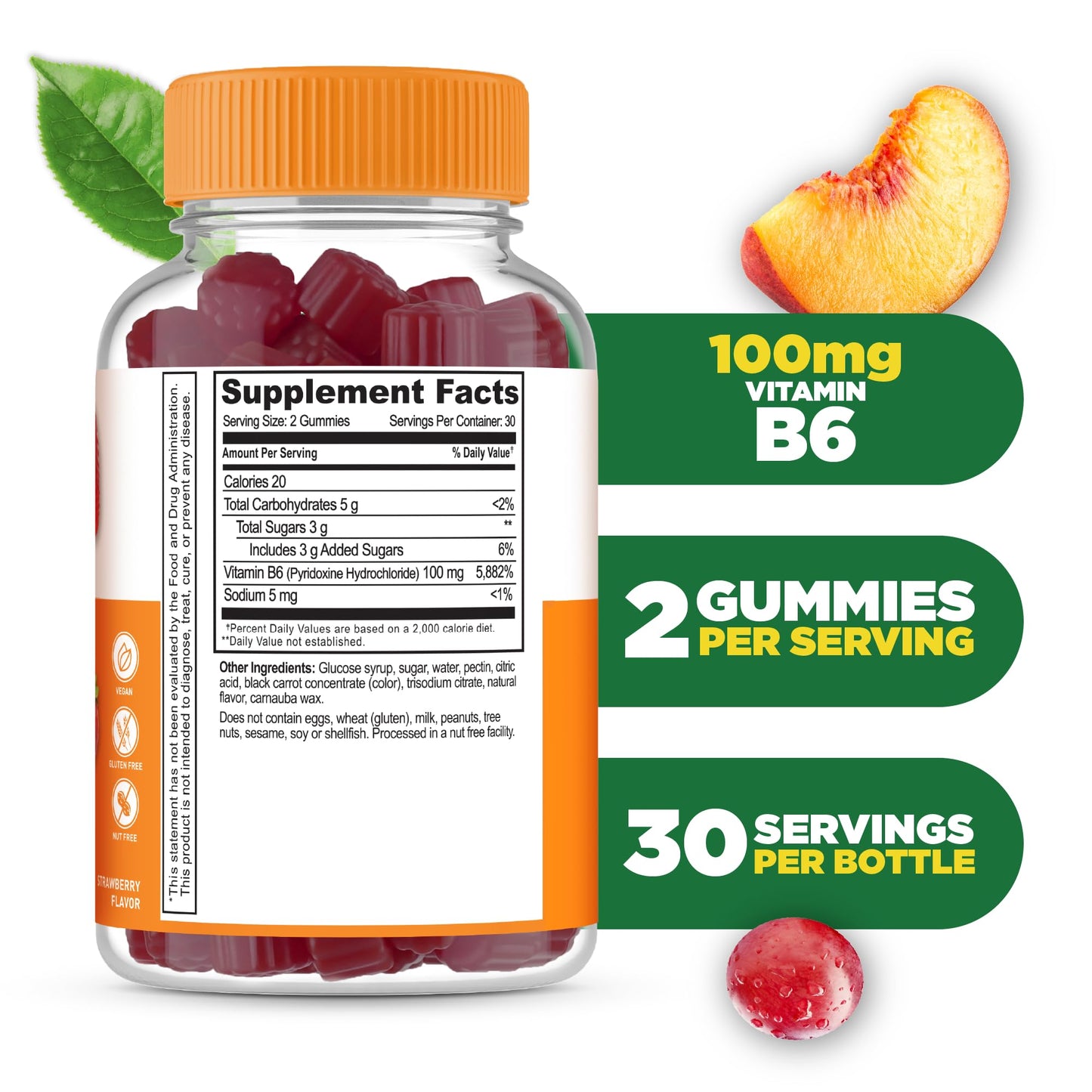 Lifeable Vitamin B6 Gummies 100mg – Vegan Nerve Support | 60 Gummies (Pack of 2)