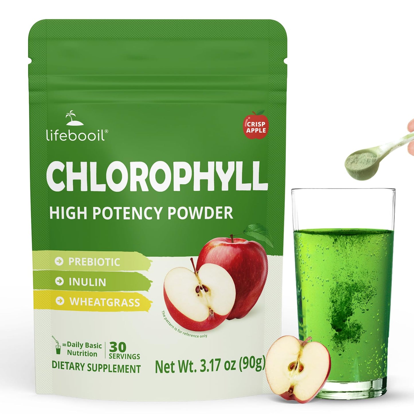 Lifebooil Chlorophyll Powder 120mg – Alkalization, Gut Health & Clean Energy (30 Servings)