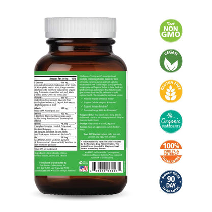 PURE ESSENCE LABS LifeEssence Multivitamin for Women & Men | Natural Herbal Vitamin D3, B12, Biotin (120 Tablets)