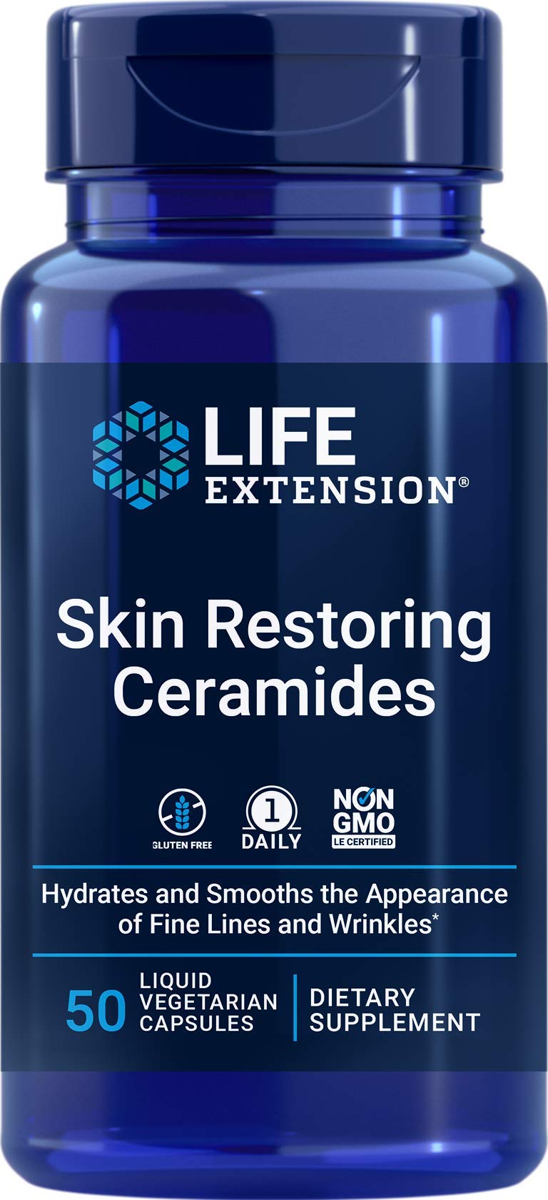 Life Extension Skin Restoring Ceramides - 50 Veg Capsules | Vegetarian Phytoceramide Supplement