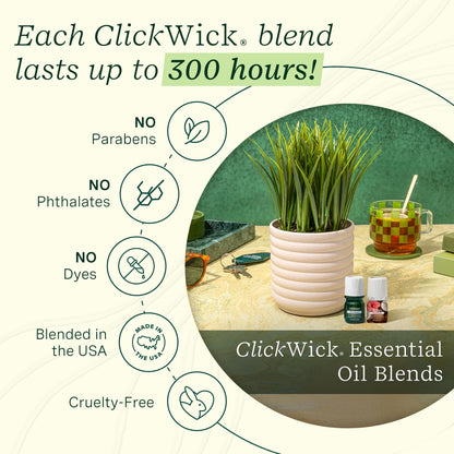 Lifelines Plant Diffuser Bundle — 2 ClickWick Essential Oil Blends | Rechargeable Faux Plant Diffuser & Modern Planter