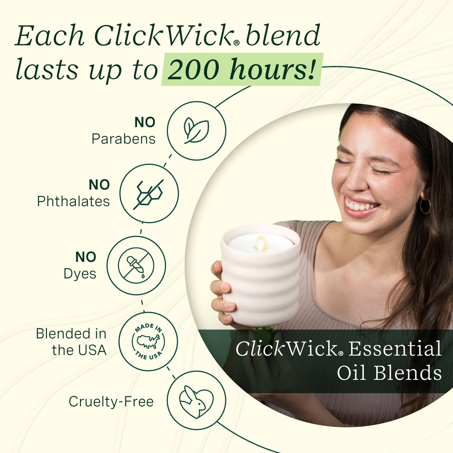Lifelines Flameless Candle Diffuser with 2 ClickWick Blends – Cordless Waterless Aromatherapy Cream Bubble
