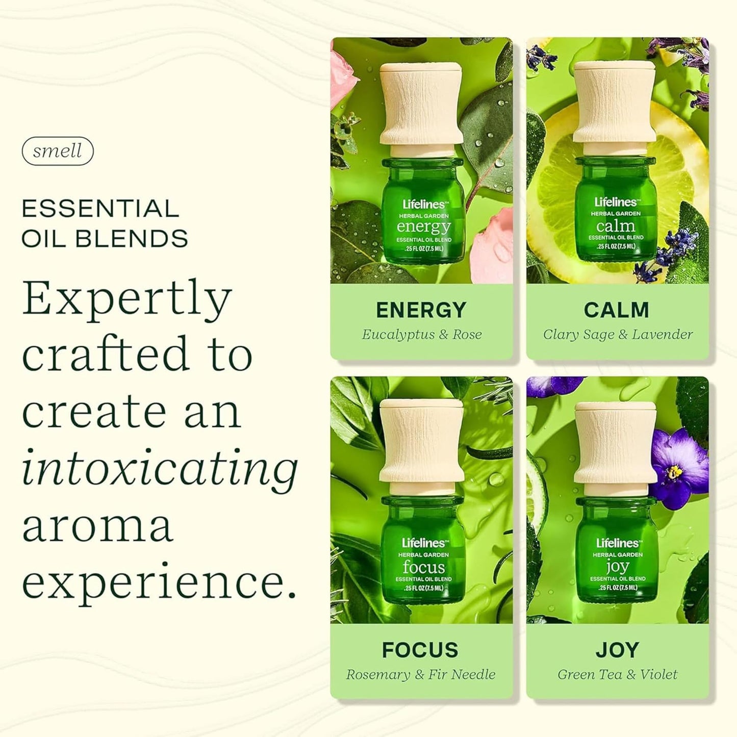 Lifelines Essential Oil Blends 4-Pack – Joy, Calm, Focus & Energy | Precision Pump Diffusers